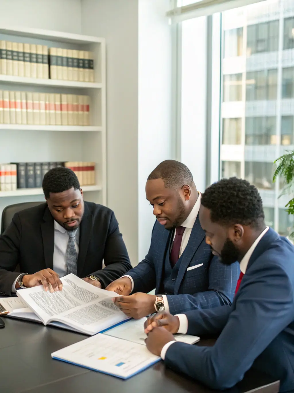 A photo of legal documents being signed across a table with people from different ethnic backgrounds, representing foreign entity formation.