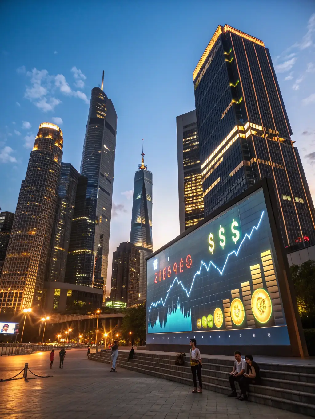 An image depicting a rising graph overlaid on a cityscape, representing corporate financing strategy and growth.