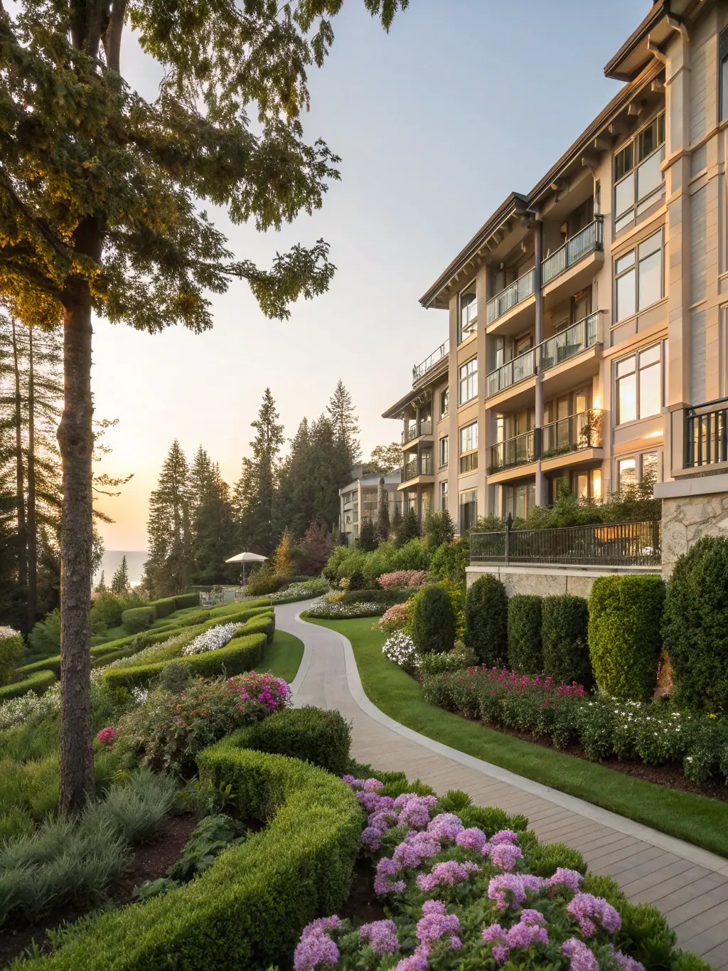 A high-rise apartment building with a pool and amenities, representing the potential for rental income from U.S. real estate investments, targeting foreign investors seeking passive income.