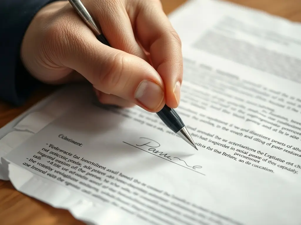 A close-up shot of legal documents being signed with a pen, emphasizing the importance of compliance and accuracy in business formation.