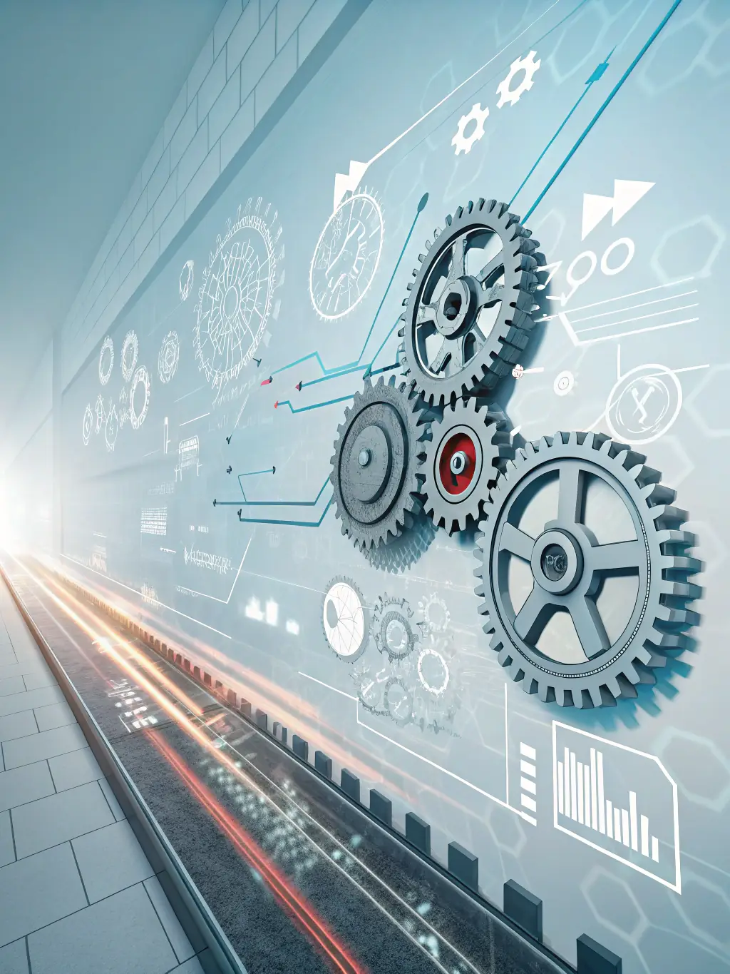 A visual representation of AI algorithms automating repetitive tasks, such as data entry and invoice processing, freeing up time for small business owners.