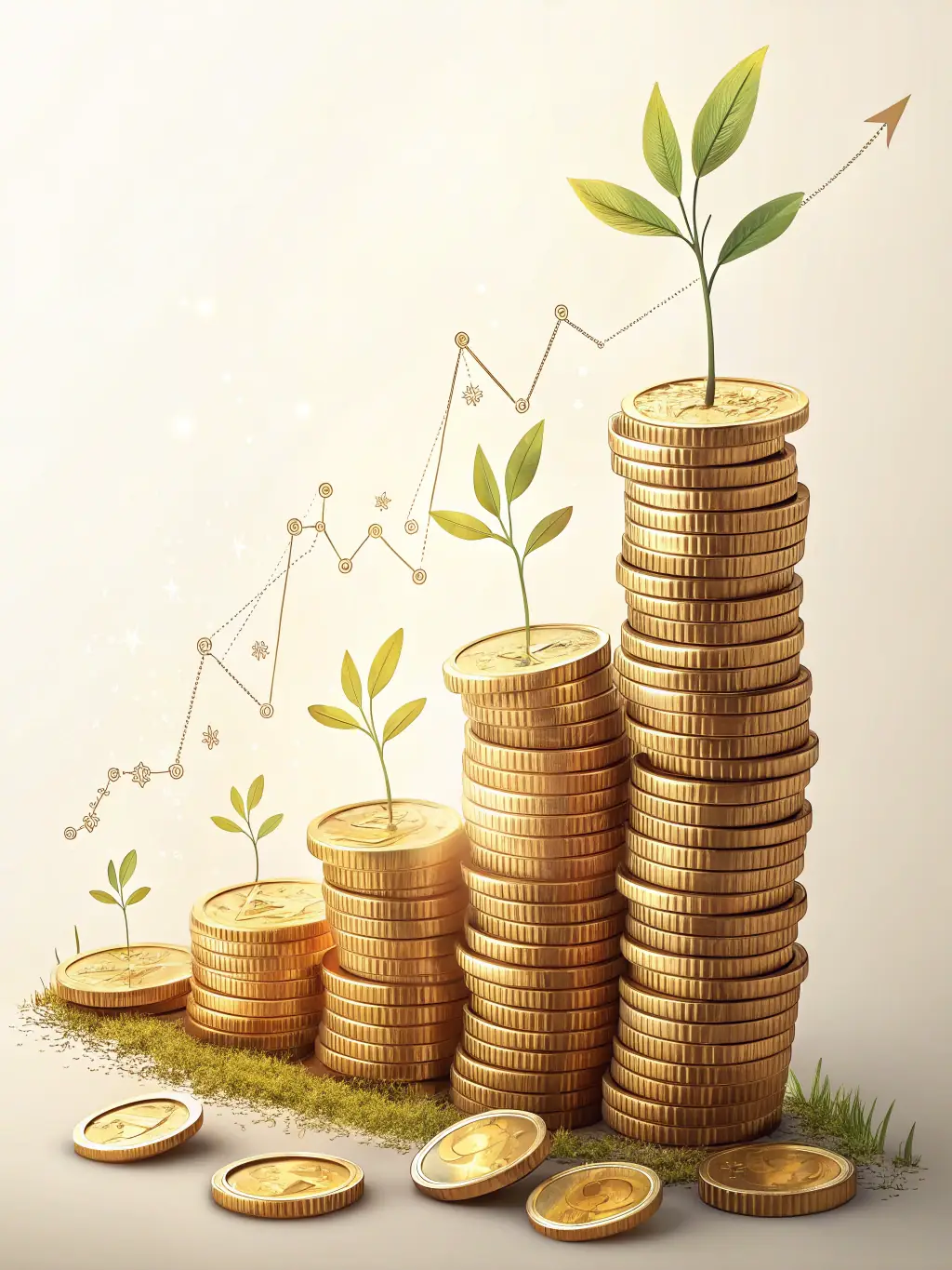 A stack of money with an upward-trending arrow, representing increased revenue generation for businesses working with ARH Consulting.