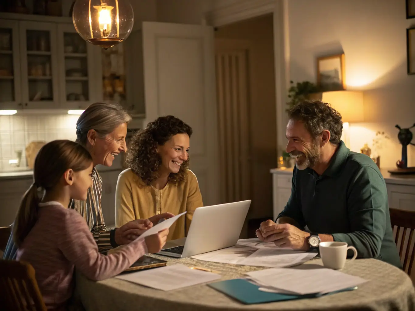 An image depicting a family discussing wealth management strategies in a luxurious Manhattan apartment, symbolizing high-net-worth wealth & capital planning.