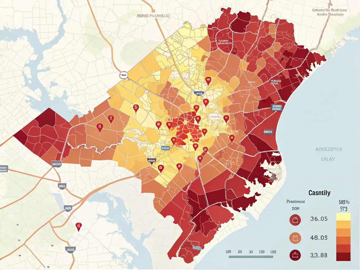 A detailed heat map visualization of an emerging neighborhood in Manhattan, highlighting key investment opportunities and demographic trends.