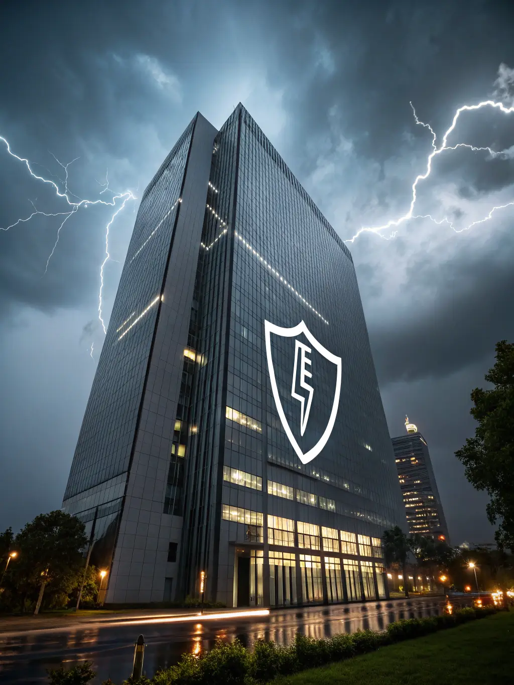 A shield icon protecting a building, symbolizing risk mitigation and compliance for ARH Consulting's clients.