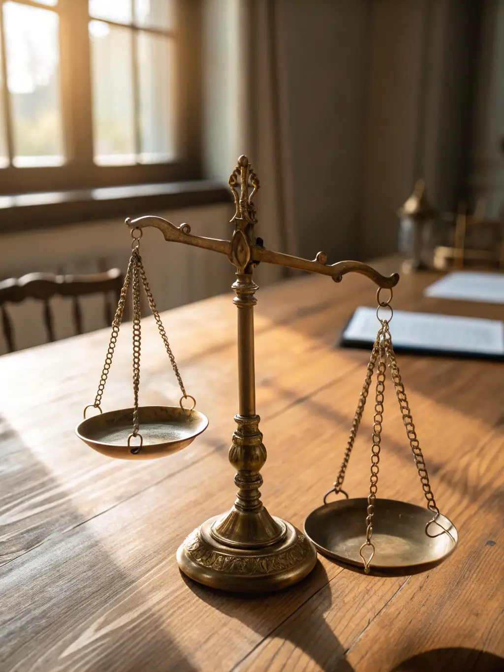 Scales of justice subtly integrated with blueprints of a commercial property, symbolizing fair resolution in real estate investment disagreements through mediation.