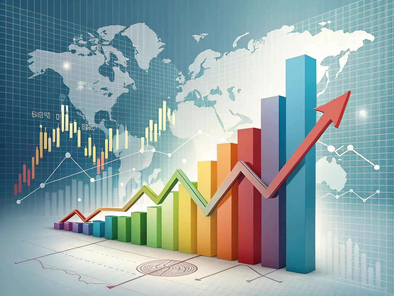 A digital illustration of a business growth chart trending upwards, representing business growth strategy.