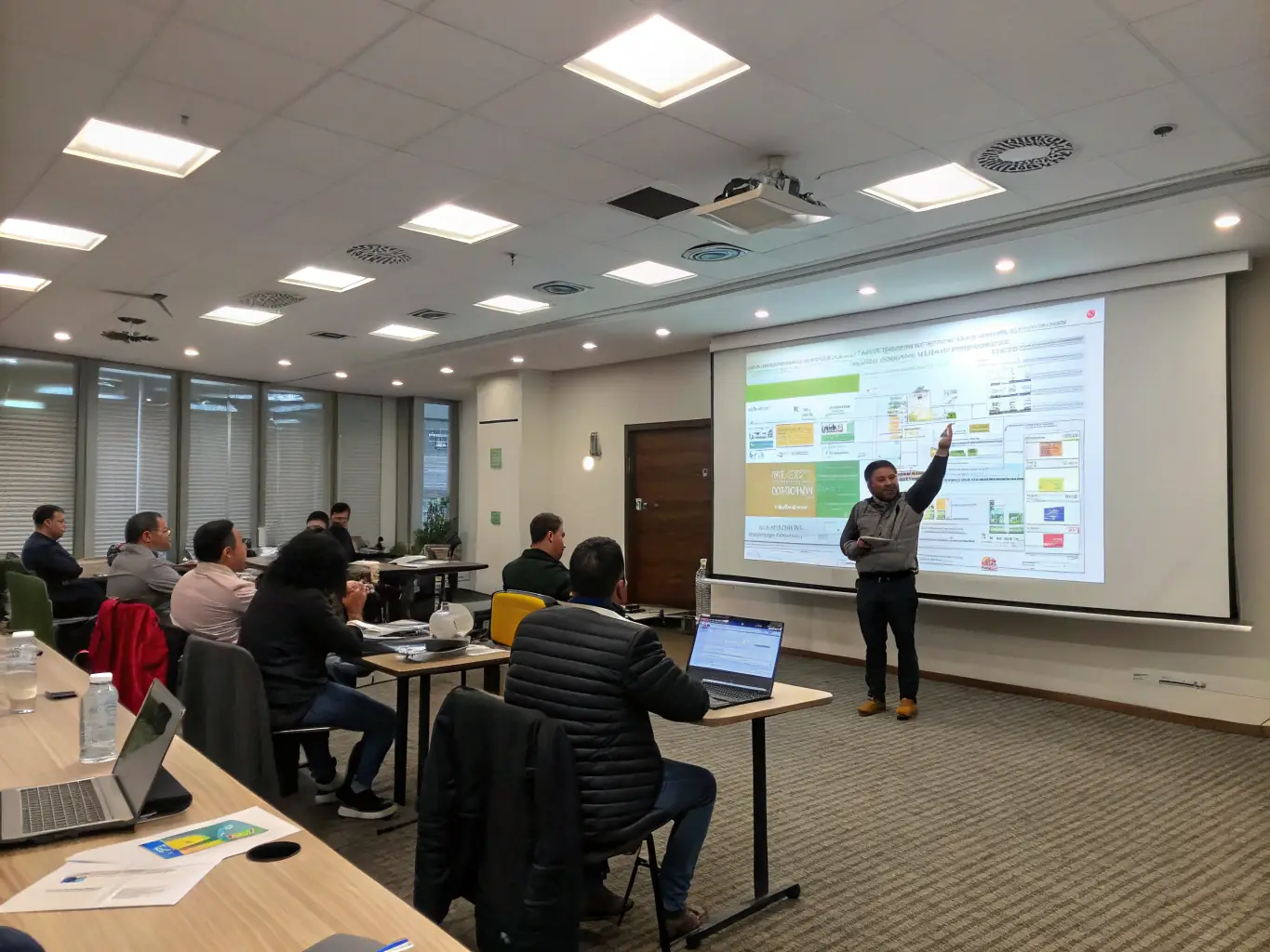 A professional presenting capital advisory services to a startup team, emphasizing investor readiness and financial planning for sustainable growth.