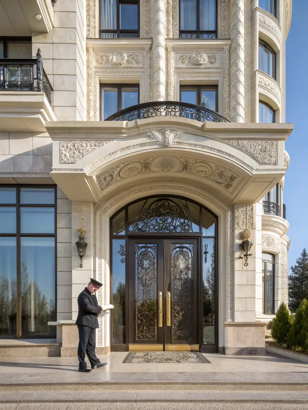 A classic Upper East Side co-op building with a doorman, showcasing the traditional real estate options available in Manhattan.
