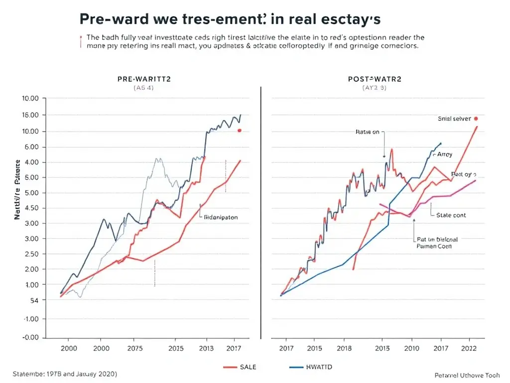 An image showing a comparison chart of pre-war and post-war investment performance in Manhattan real estate, with clear data points and annotations indicating key differences and trends.