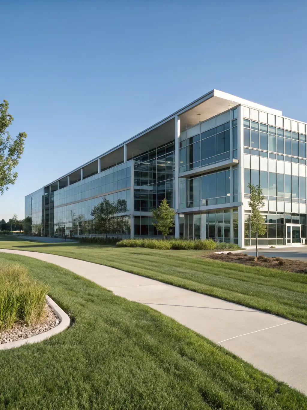 A modern office building in Los Angeles with palm trees in the foreground, symbolizing the roadmap's facilitation of entry into the Los Angeles market.