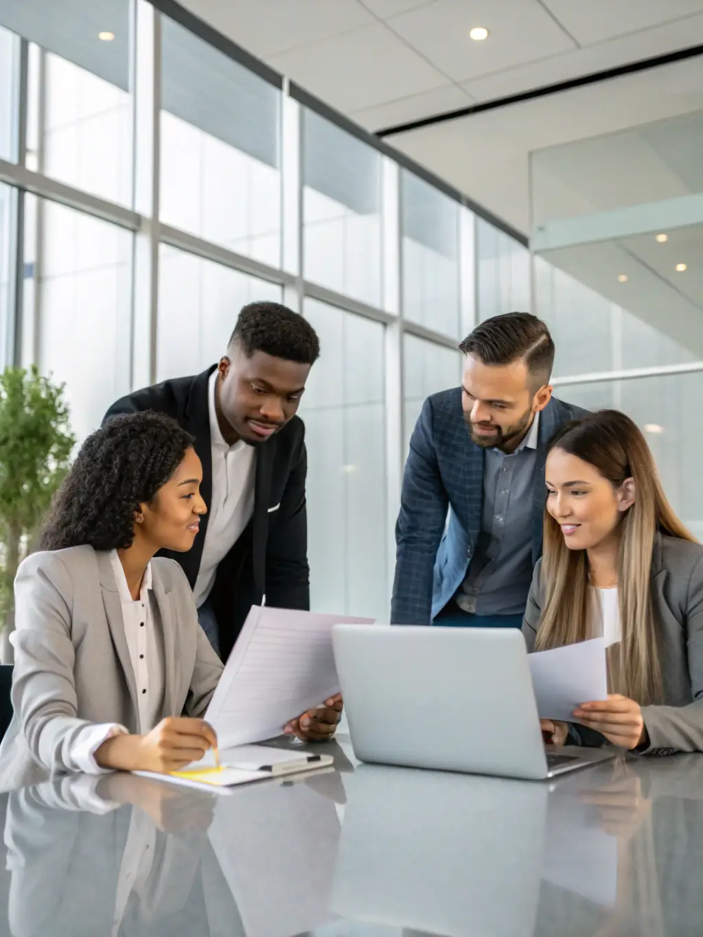 A diverse team of real estate professionals collaborating on a project, representing the comprehensive expertise of ARH Global Advisors.