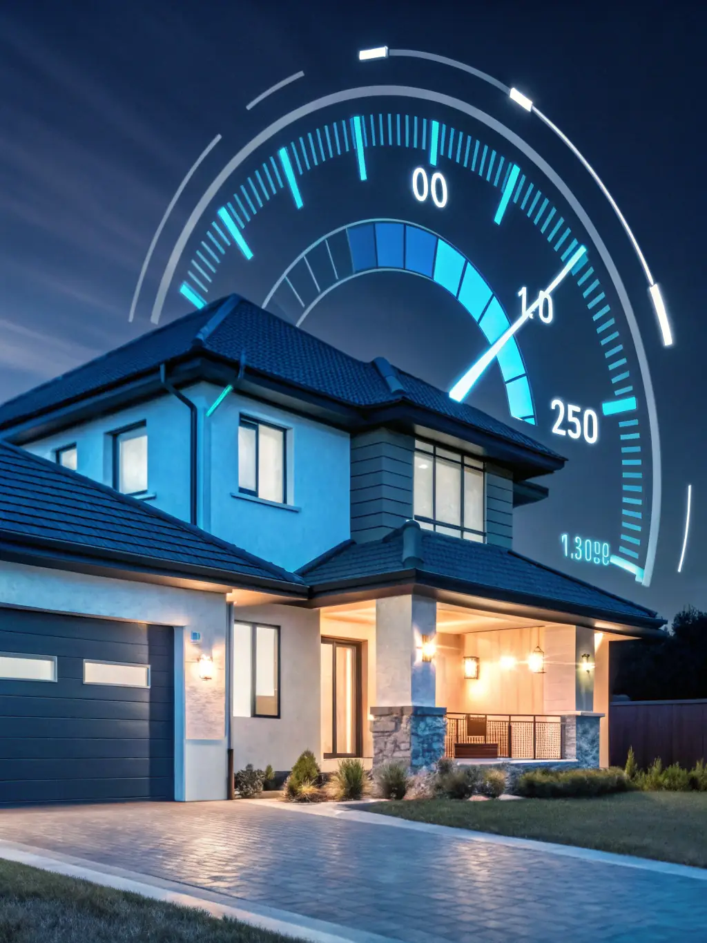 A graph showing property value trends in Los Angeles, overlaid on an image of a modern architectural home, representing valuation expertise.