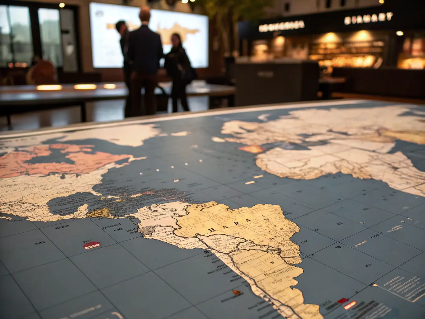 A photograph featuring international flags and a map of the world, symbolizing cross-border ownership. The image should represent global connections, cultural diversity, and the complexities of international business.