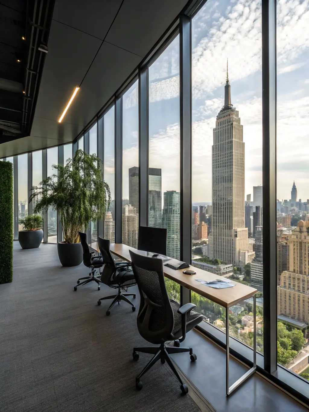 A modern, minimalist office interior in Manhattan, symbolizing the firm's commitment to providing sophisticated advisory services, for the Manhattan Advisory Services website.
