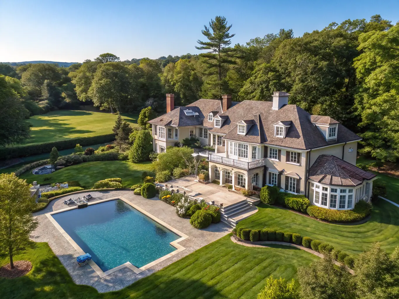 An aerial view of a luxury real estate property in Beverly Hills, symbolizing real estate capital asset advisory services.