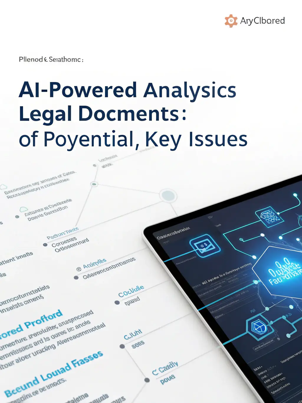 A visual representation of AI algorithms analyzing legal documents and identifying key information, highlighting the speed and accuracy of AI in legal processes.