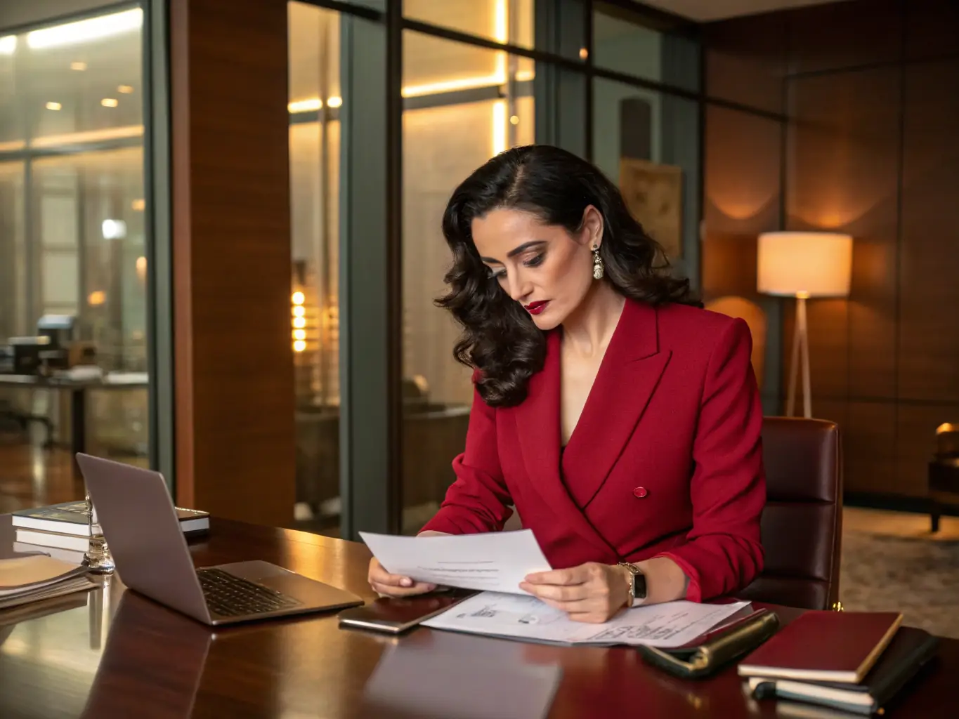A professional fiduciary reviewing financial documents in a well-lit office, symbolizing meticulous attention to detail and responsible asset management.