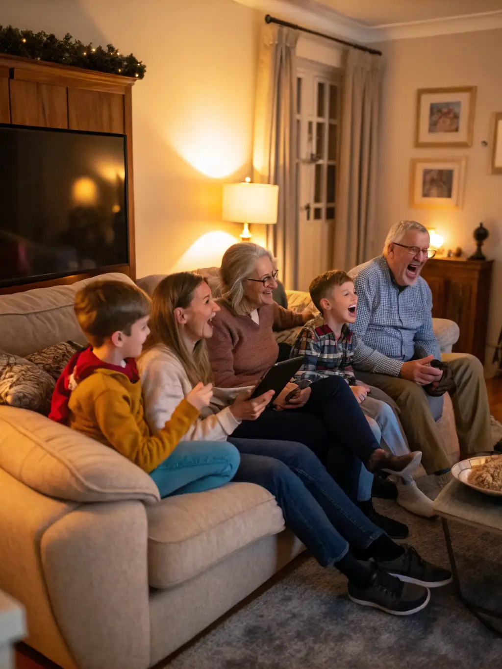 An image showing a diverse family group engaged in a collaborative discussion around a table, representing open communication and shared decision-making.