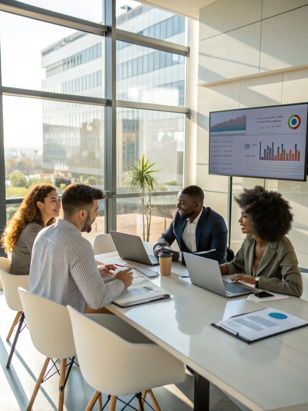 A photograph of a diverse team of professionals (lawyers, accountants, financial advisors) collaborating in a meeting, emphasizing professional coordination.
