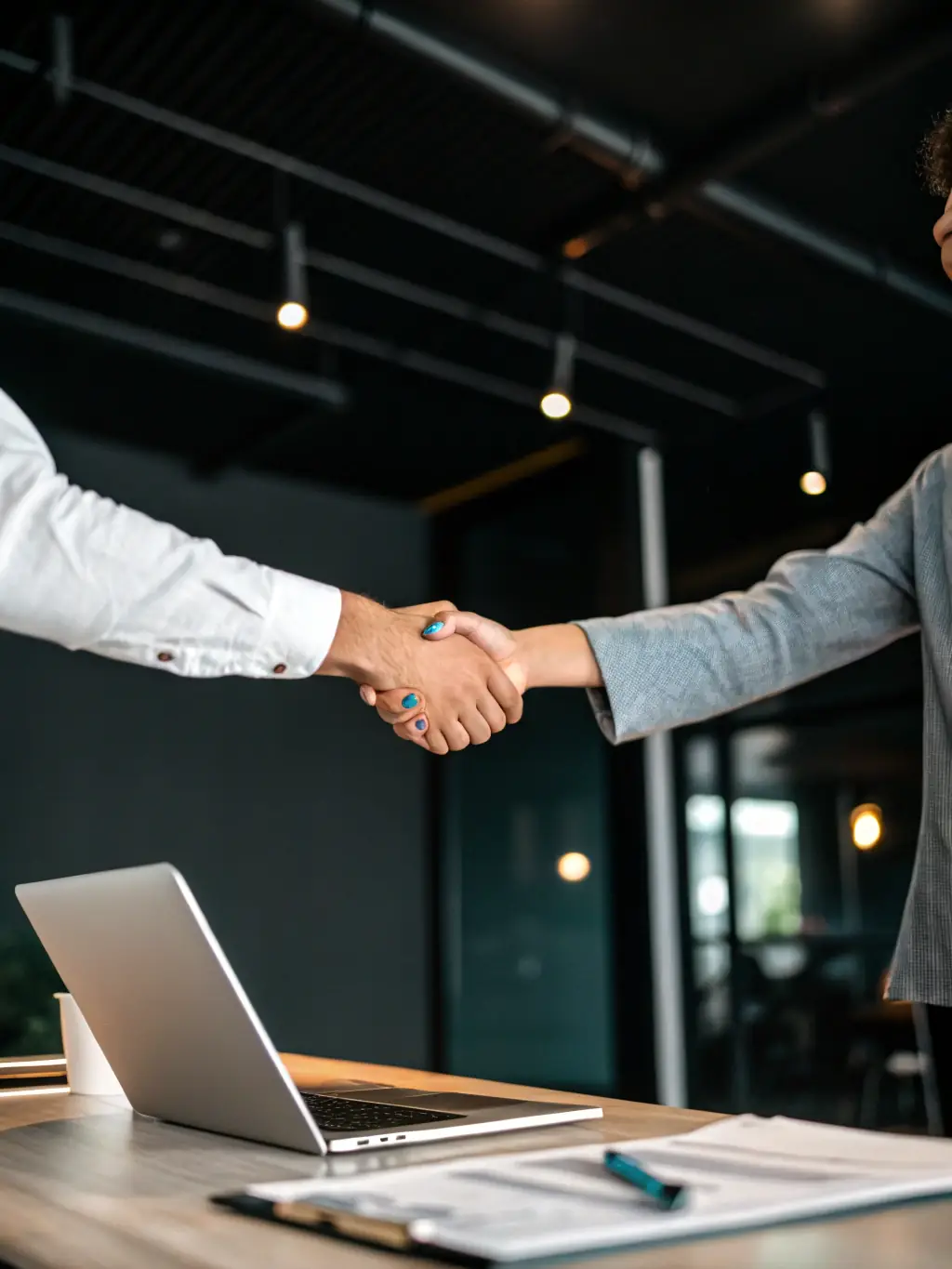 An image of a handshake over a business deal, symbolizing business operations and strategic partnerships.