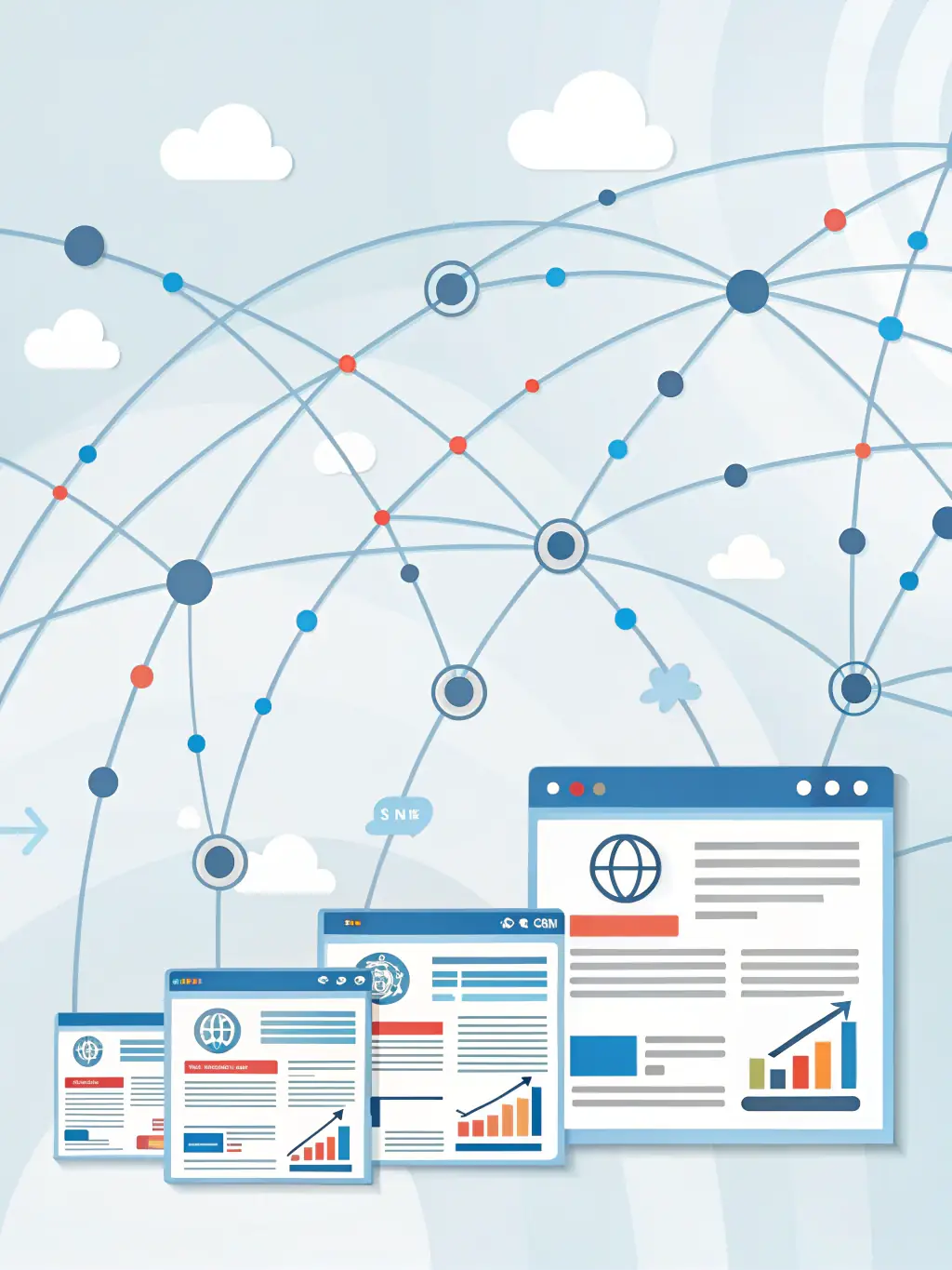 An image of a network graph, visually representing the expansion of referral relationships and the interconnectedness of a law firm's network.