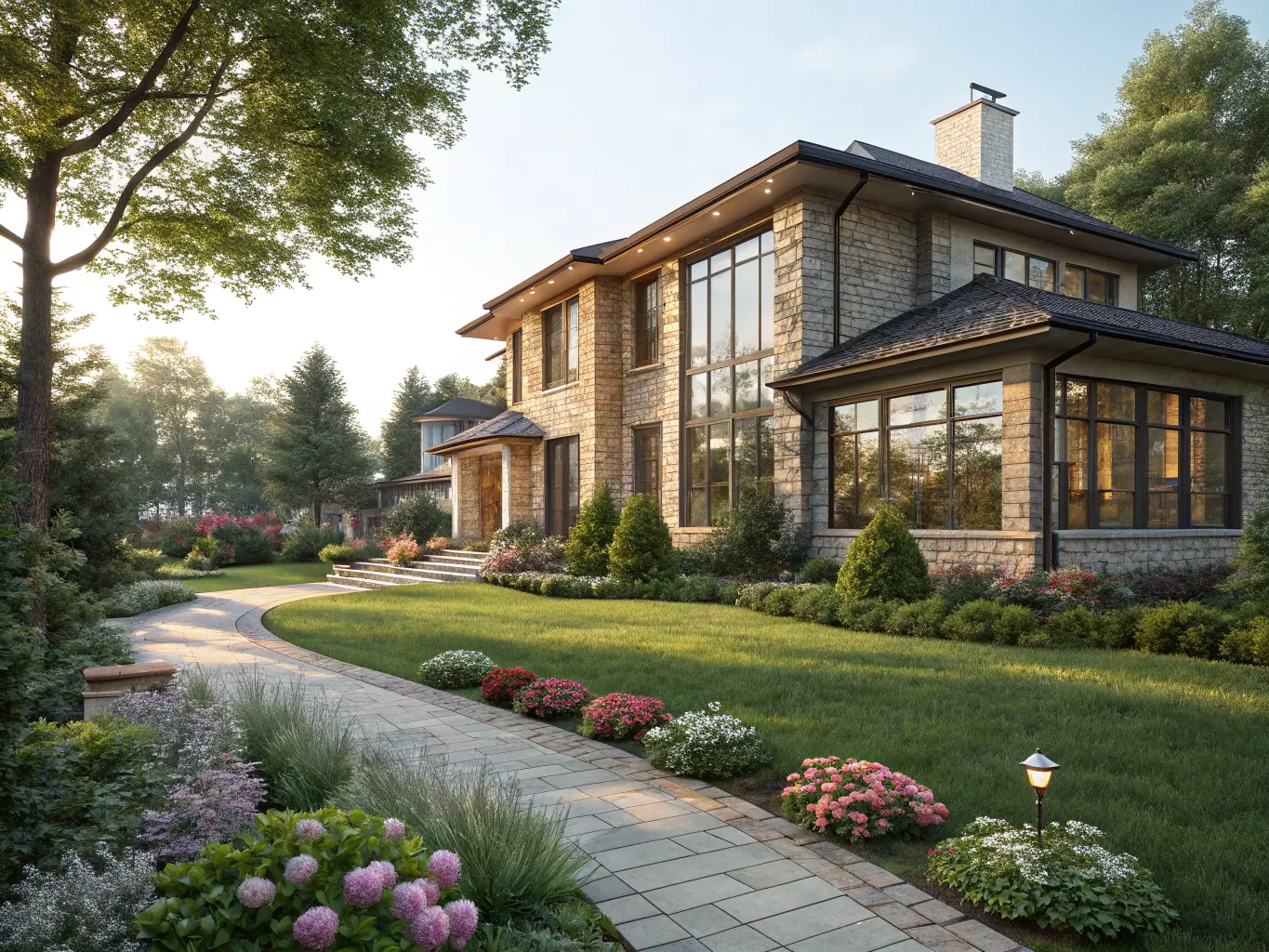 A luxurious modern home with manicured landscaping, representing high-value residential assets managed by ARH Real Estate Advisory Group.