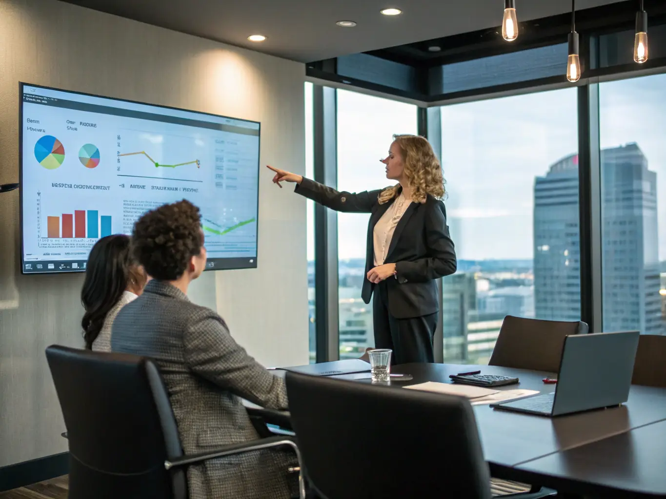 A professional real estate advisor is presenting a strategic plan to a trustee in a modern office setting, emphasizing collaboration and forward-thinking solutions.