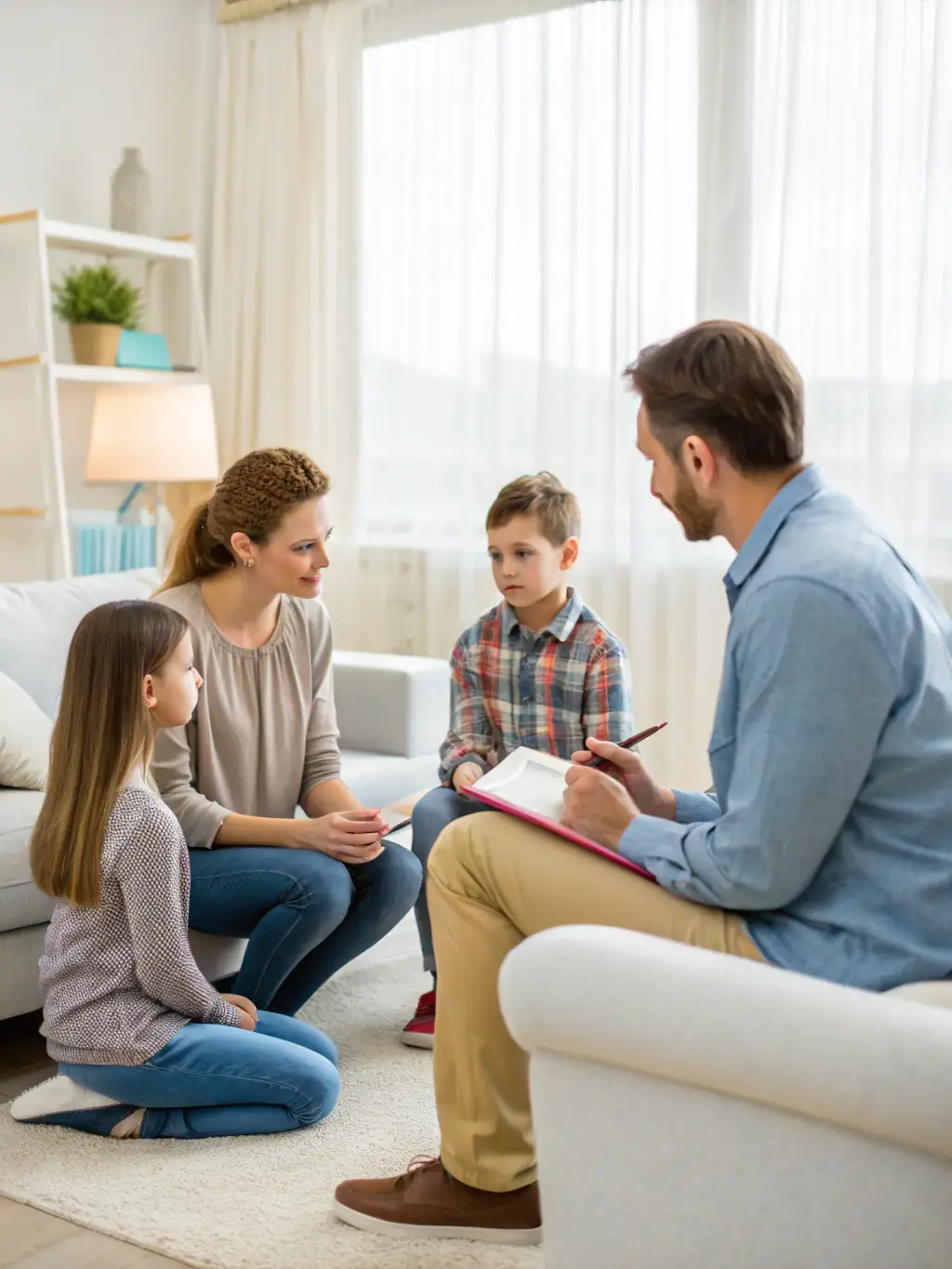 An image of a mediator facilitating a discussion between family members, resolving potential conflicts related to property matters.