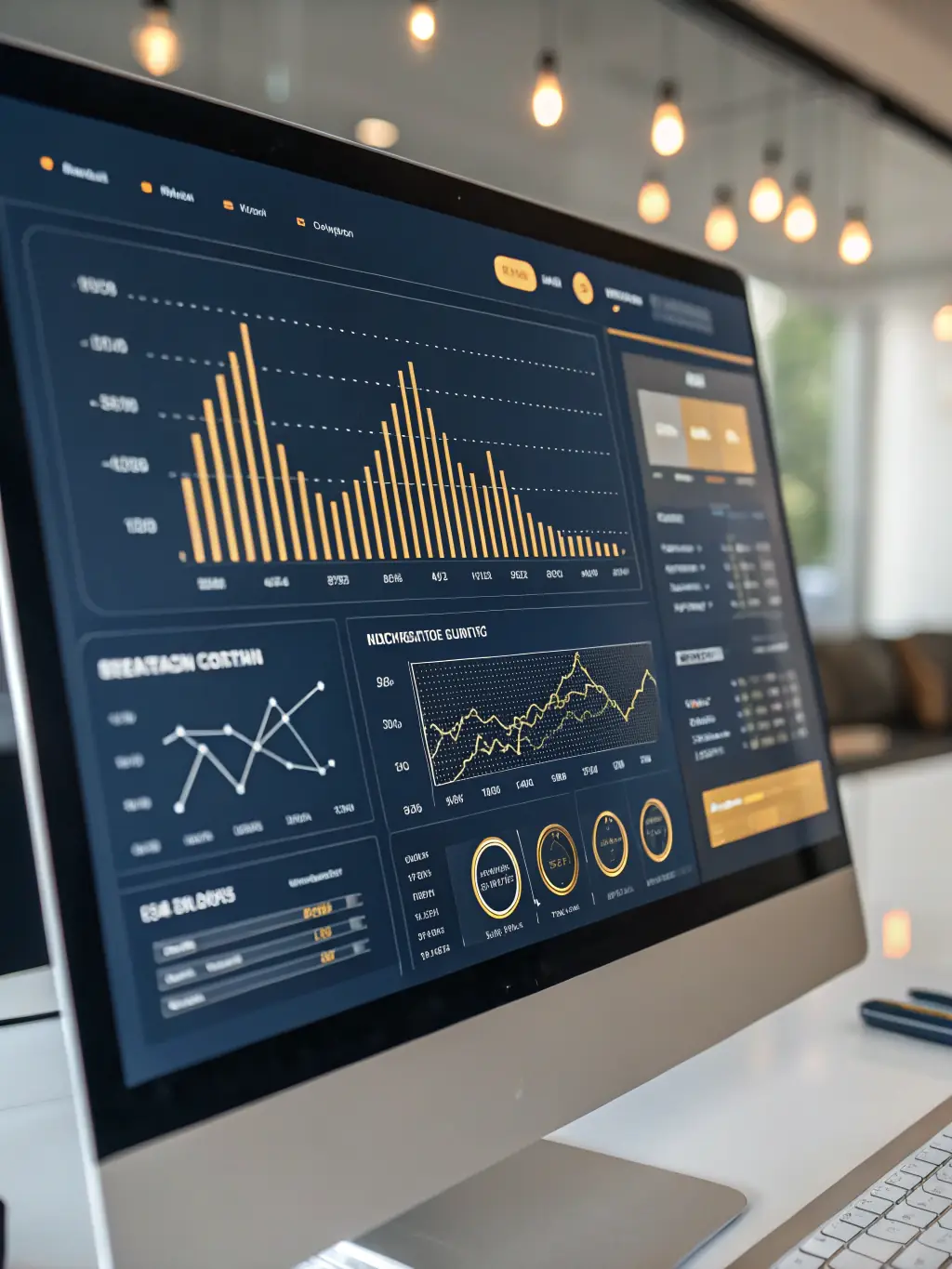 A dashboard interface showing key performance indicators (KPIs) for a law firm, such as case resolution rates, client satisfaction scores, and revenue generated per attorney.
