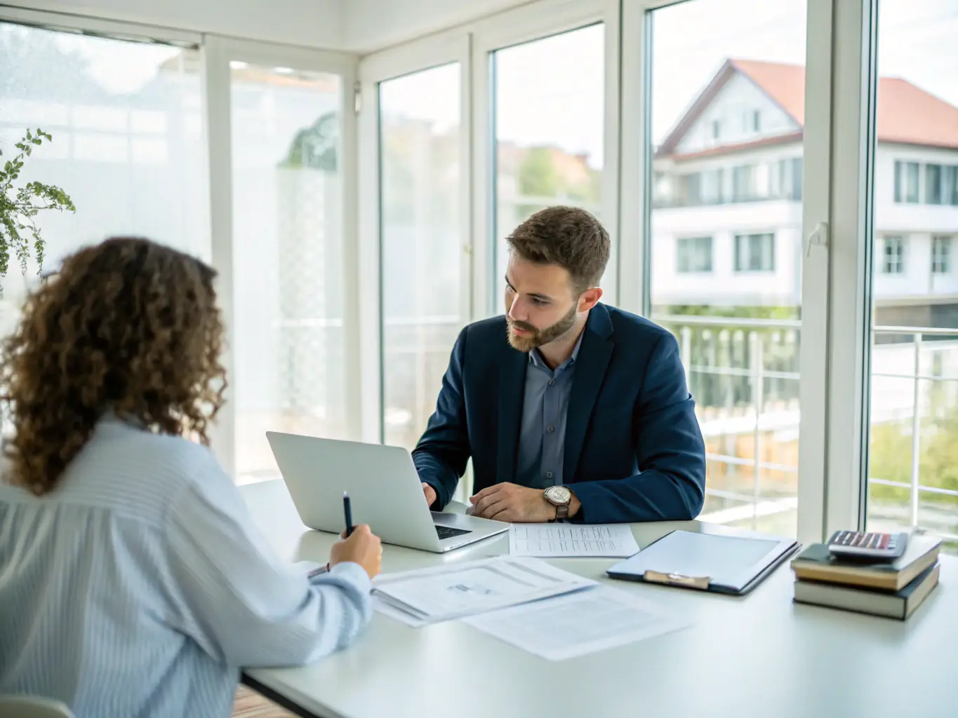 A professional setting with a consultant advising a client on real estate investments, showcasing expertise in real estate advisory.