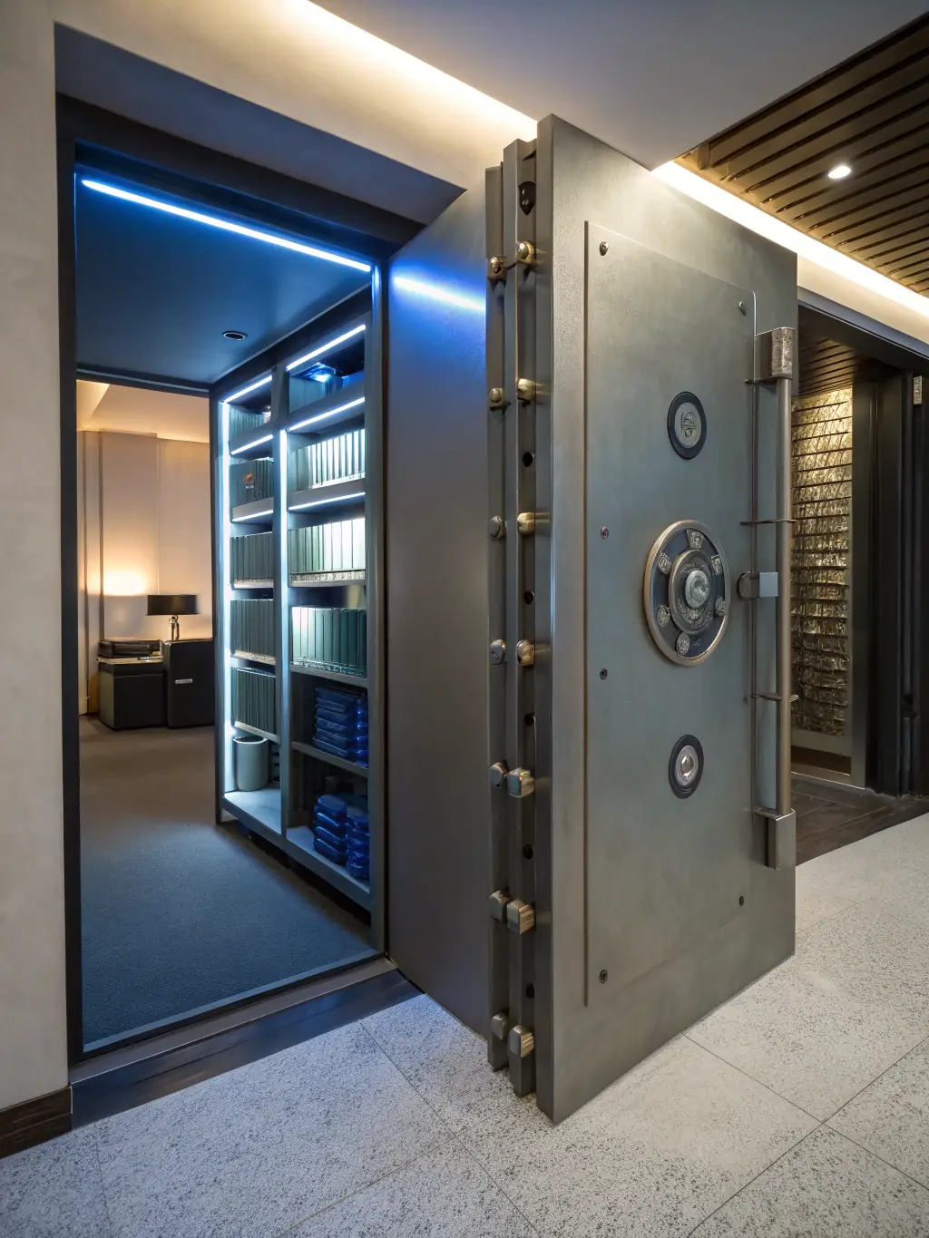 A secure vault with multiple locks and advanced security systems, symbolizing the discretion and confidentiality maintained by ARH Global Advisors.