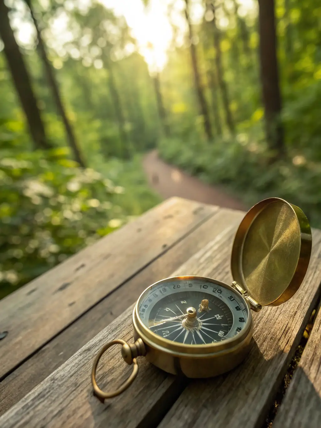 A compass pointing towards a clear strategic direction, surrounded by law books and legal documents, representing strategic positioning in the legal market.