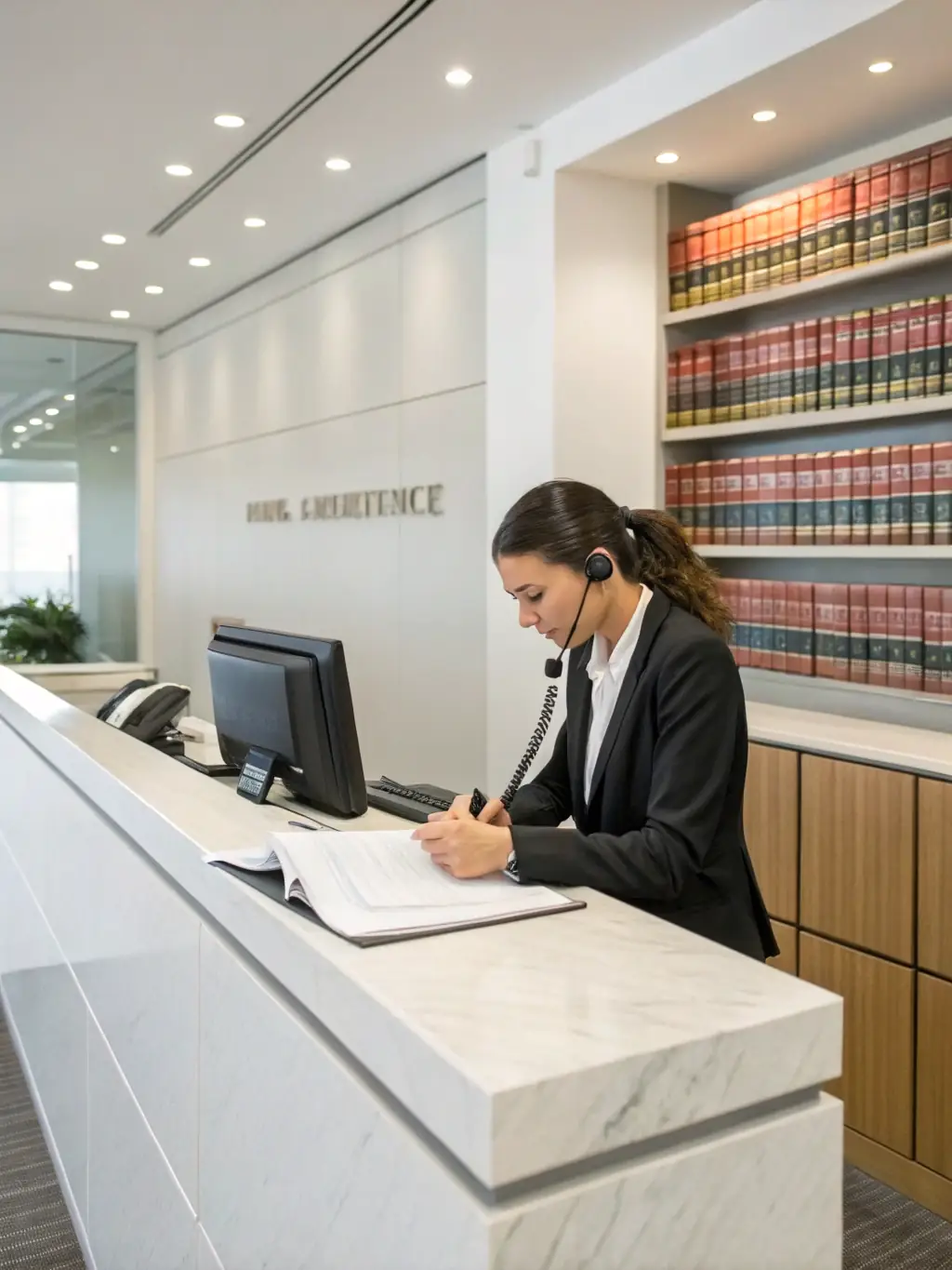 An image of a well-organized law firm office, showcasing efficient workflows and technology integration, representing the operational efficiency benefits.