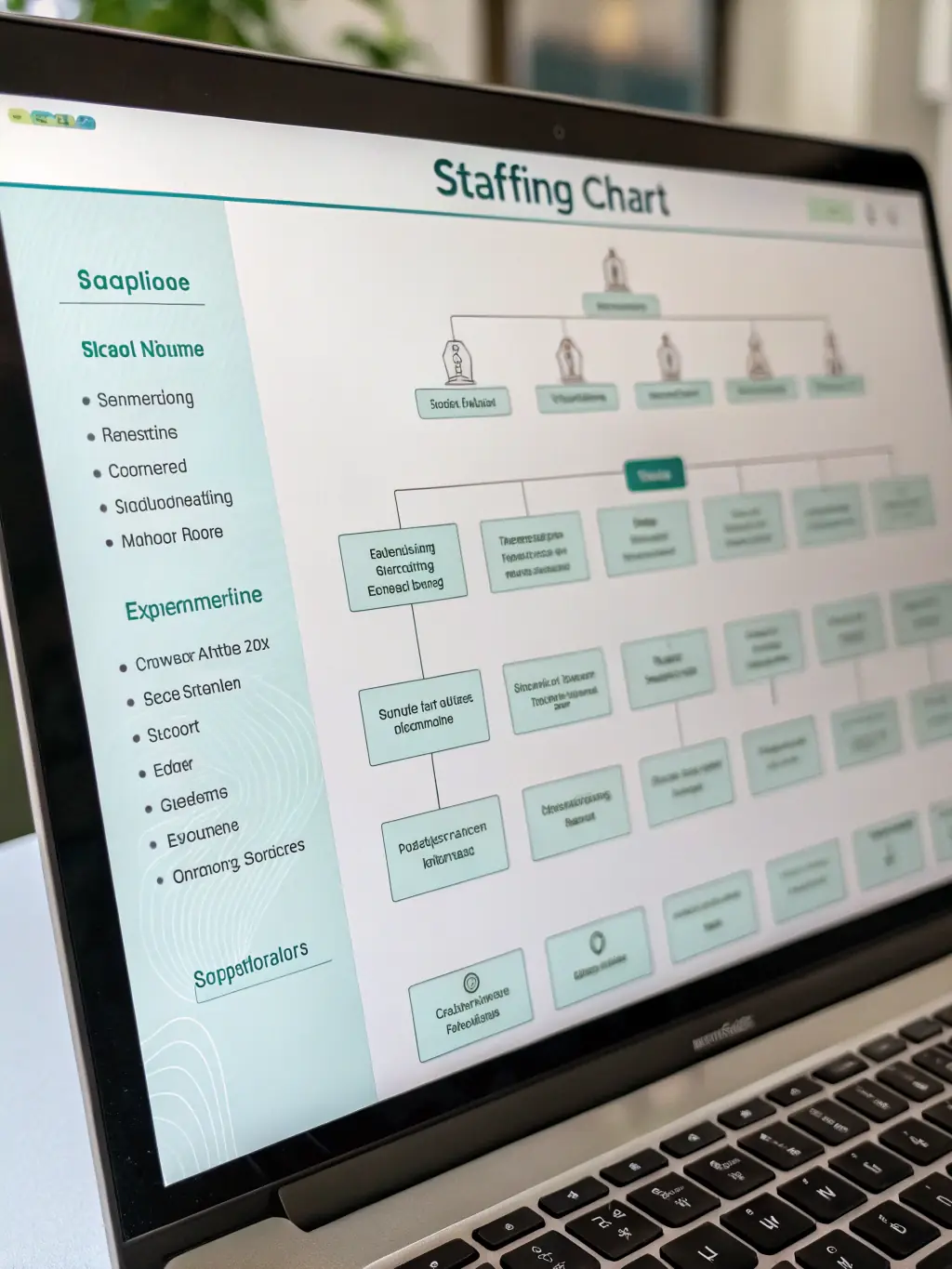 A hierarchical chart representing a streamlined organizational structure, highlighting clear roles, responsibilities, and reporting lines.