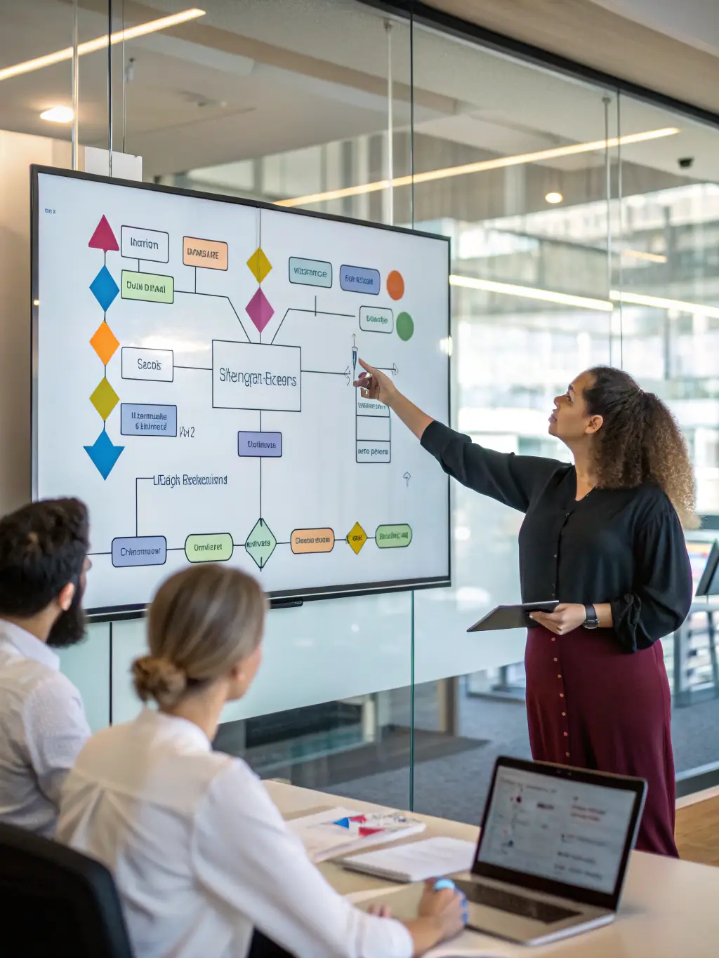 A photograph of a meticulously organized project timeline or flowchart, illustrating the strategic planning and structured approach used in real estate transitions.