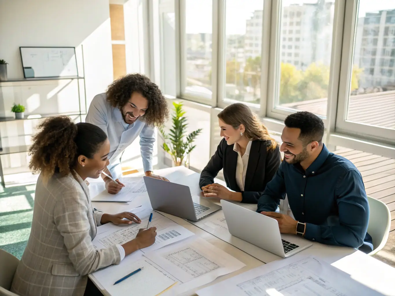 A team of real estate professionals is coordinating the operational aspects of a trust property transaction, ensuring seamless execution and attention to detail.