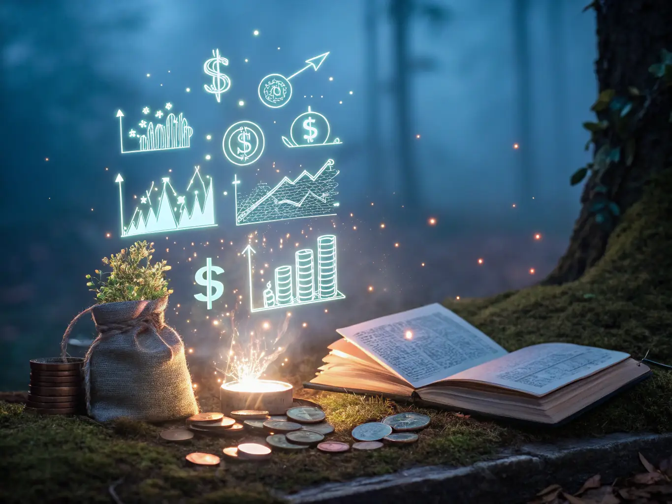 A comprehensive financial plan generated by AI, showcasing various investment scenarios and potential outcomes. The plan should be visually appealing and easy to understand.