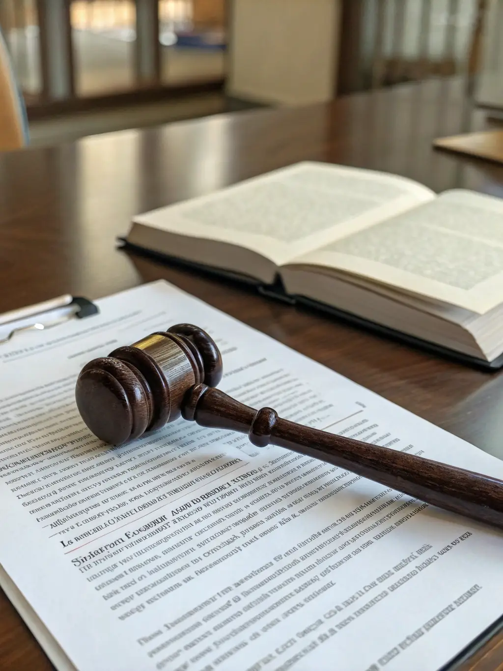 A gavel resting on legal documents related to estate planning, symbolizing the legal expertise and compliance provided in probate and trust real estate matters.