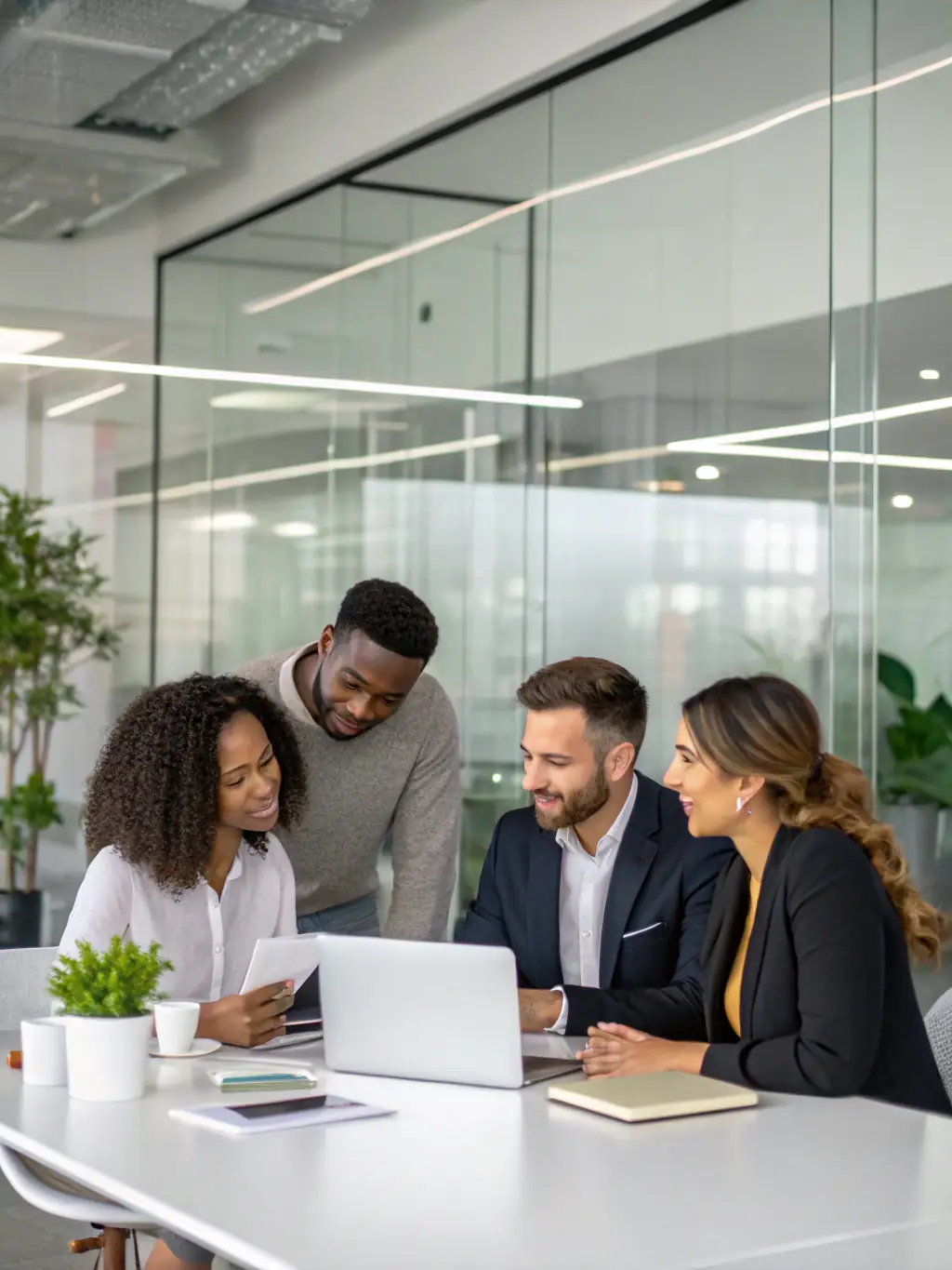 A diverse team of real estate professionals collaborating on a project, showcasing the collaborative approach and comprehensive support offered by ARH.