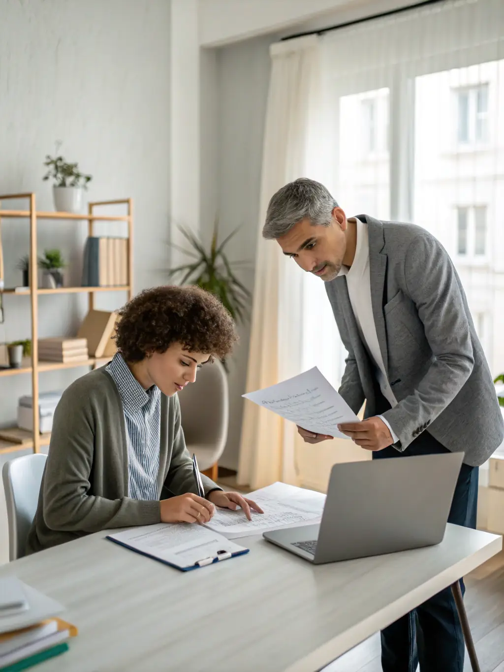 A professional fiduciary reviewing a detailed compliance report generated by the Fiduciary Intelligence System, highlighting adherence to legal standards.