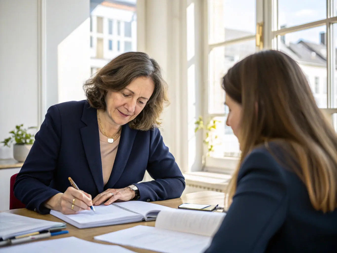 A consultant providing professional advice to a client, highlighting the value of expert consulting services.