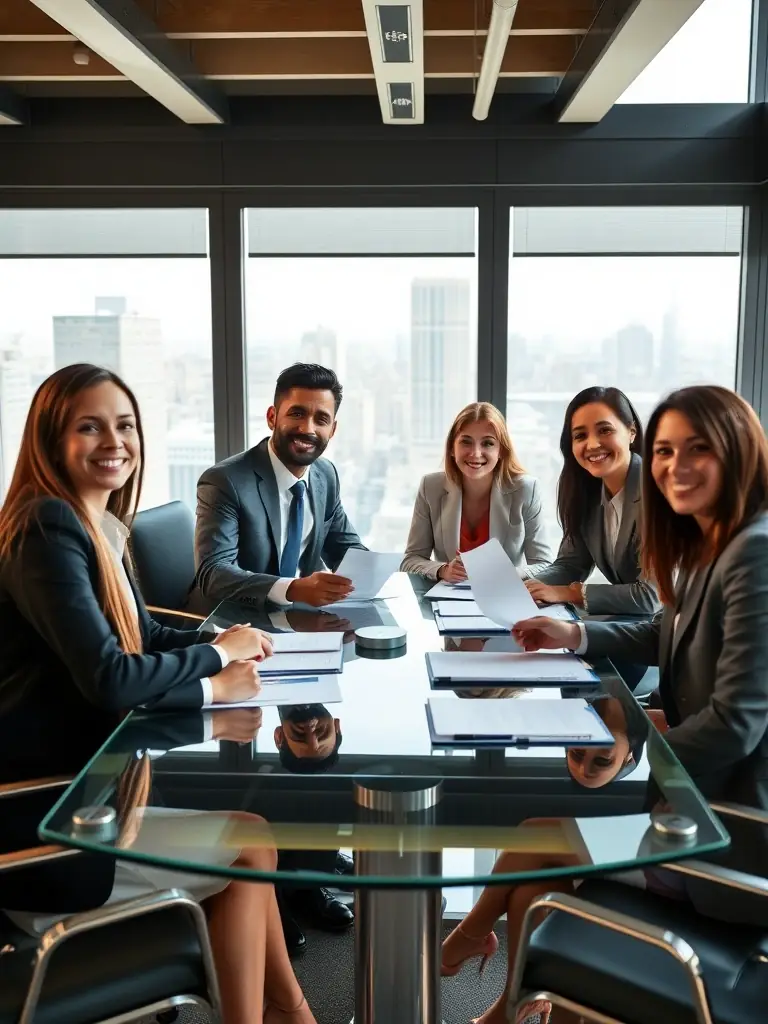 A group of lawyers sitting around a table looking frustrated during a meeting, with charts showing low client acquisition rates.