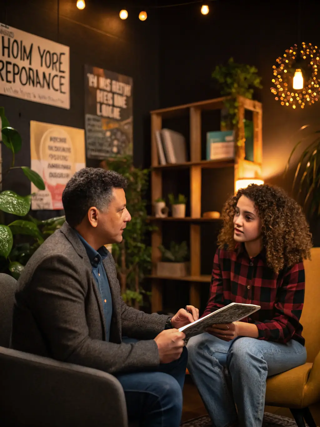 A mentor advising a younger partner in a bright office, with visible trust and engagement, illustrating leadership development.